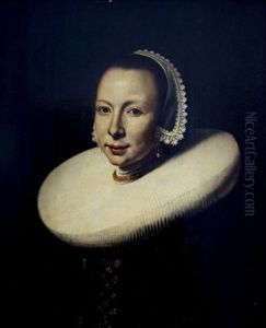 Portrait En Buste D'une Jeune Femme A La Coiffe De Dentelle, Large Fraise Et Chaine D'or (in 3 Parts)