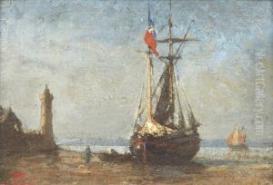 Bateau Sur La Page D'honfleur by Alexandre Dubourg