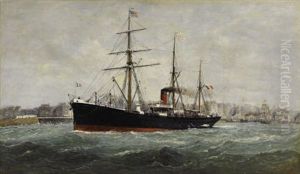 Le Ferdinand De Lesseps Leaving Le Havre Harbor by Alexandre Dubourg