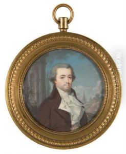 Homme En Costume Marron, Gilet Creme Brode Et Grand Jabot, Dans Un Paysage De Ruines Antiques