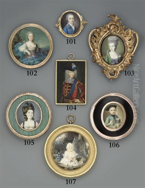 A Young Gentleman, In Blue Silk Coat With Gold Frogging (+ Another; 2 Works) - view 1