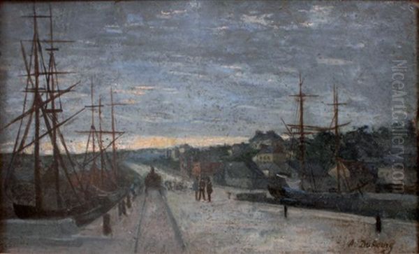 Honfleur, Vue Du Port Au Chemin by Louis Alexandre Dubourg