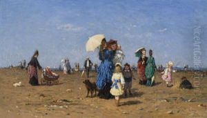 La Plage A Honfleur by Louis Alexandre Dubourg