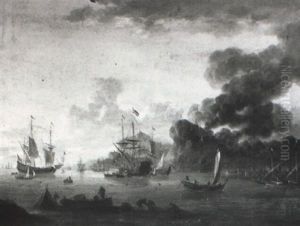 Mediterranean Harbour Views by Louis Fabritius Dubourg