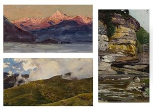 A Group Of 3 Landscape Paintings By Nikolai Nikanorovich Dubovskoy (russian 1859-1918) by Nikolai Nikanorovich Dubovskoy