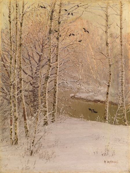 River Running Through A Wintry Forest - view 1
