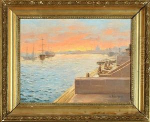 Partie An Der Newa In St. Petersburg Bei Sonnenaufgang