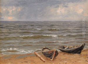 Boats By The Shore by Nikolai Nikanorovich Dubovskoy