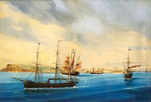 Navire Espagnol En Rade Du Havre by Cheri Francois Marguerite Dubreuil