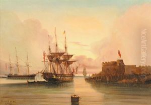 Segelschiffe In Der Bucht Bei Sonnenuntergang Segelschiffe In Der Bucht Bei Sonnenuntergang