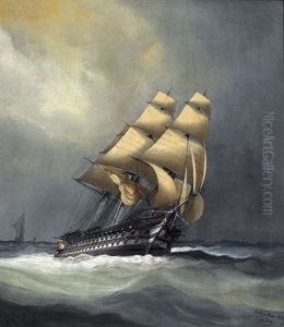 Galeone Auf Bewegter See by Cheri Francois Marguerite Dubreuil