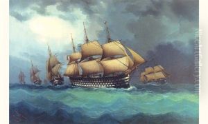L'escadre Francaise Au Large Du Havre. by Cheri Francois Marguerite Dubreuil