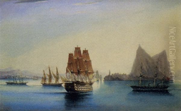Navires Anglais Et Francais Au Mouillage Dans Le Port De Vera Cruz En Face De Saint Jean D'uloa - view 1