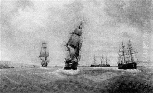 Navires En Vue Des Cotes Francaises - view 1