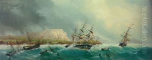 Shipping In A Storm Off Martinique by Cheri Francois Marguerite Dubreuil