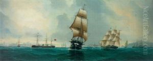 Shipping Off The Harbour Mouth by Cheri Francois Marguerite Dubreuil