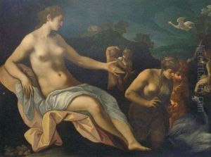 Leda Et Ses Nymphes by Toussaint Dubreuil
