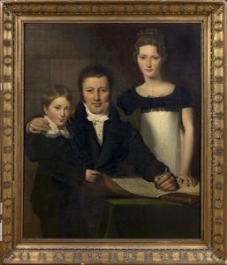 Portrait D"un Pere Et Ses Deux Enfants