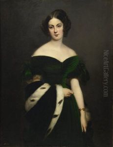 Portrait De Femme A La Robe Verte by Claude-Marie Dubufe