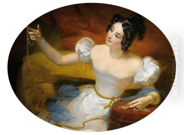 Le Soir Ou Jeune Fille Tenant Un Collier - view 1
