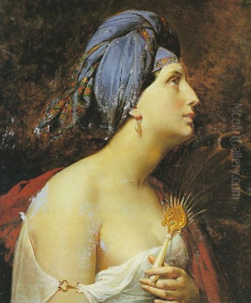 Portrait D'orientale Au Turban Bleu - view 1