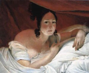 Jeune Femme Dans Un Lit Sous Une Tenture Rouge Jeune Femme Dans Un Lit Sous Une Tenture Rouge