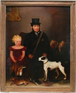 Man With Daughter And Hunting Spoils by Edouard Louis Dubufe