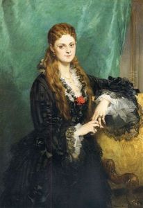 Portrait De Jeune Femme Accoudee A Un Fauteuil by Edouard Louis Dubufe