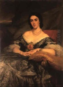 Portrait De La Marquise D'aoust, Nee De Sayve, Assise Sur Un Canape by Edouard Louis Dubufe