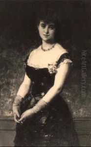 Portrait Of Ottilie Flahaut (nee Hendley) by Edouard Louis Dubufe
