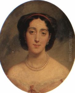Portrait Of A Young Lady by Edouard-Marie-Guillaume Dubufe