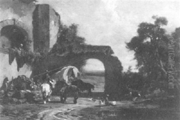 Travelers Outside The Tavern - view 1