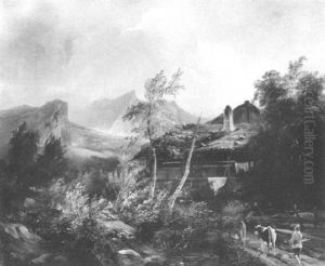 Alpenlandschaft Mit Einem Bauernhaus