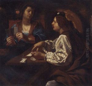 A Couple At Cards by Jean Ducamps