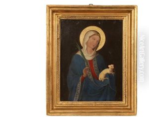 Portrait Of The Madonna With The Lamb Of God And A Palm Leaf