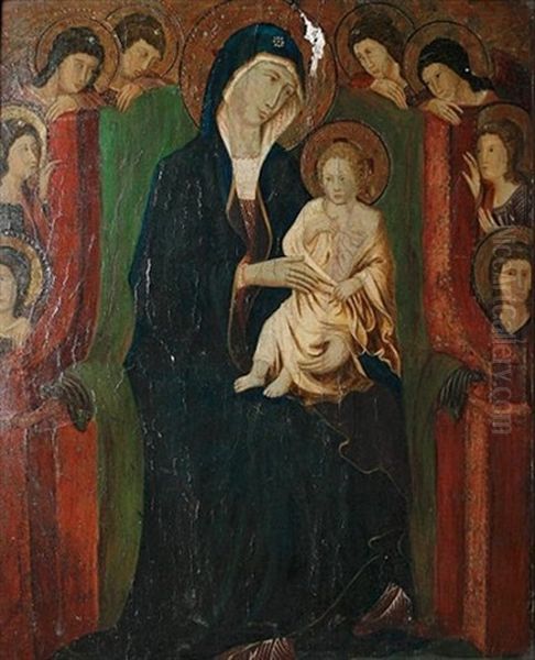 Madonna And Child Enthroned And Surrounded By Angels - view 1