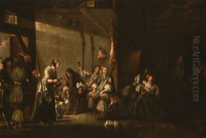 Illustre, Vornehme Jagdgesellschaft Vergnugt Sich In Einer Scheune by Francois Duchatel