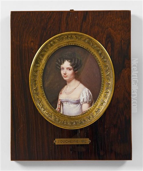 A Portrait Miniature Of A Young Lady In A Cashmere Stole - view 1