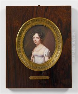 A Portrait Miniature Of A Young Lady In A Cashmere Stole by Jean Baptiste Joseph Duchesne