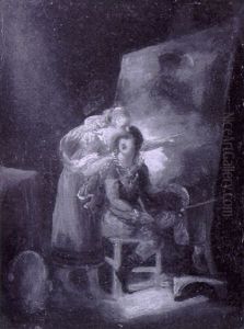 L'allegorie Des Arts Sous L'empire De L'amour; La Peinture: Van Dyck Peignant Son Premier Tableau by Louis Ducis