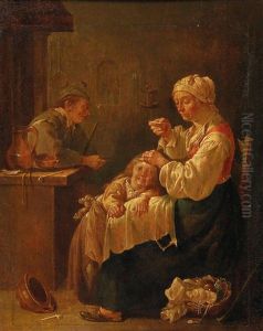 A Mother And Child In An Interior
