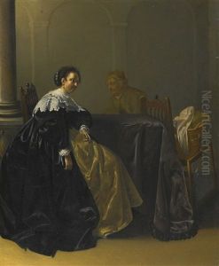 An Elegant Young Lady And Old Maid In An Interior An Elegant Young Lady And Old Maid In An Interior