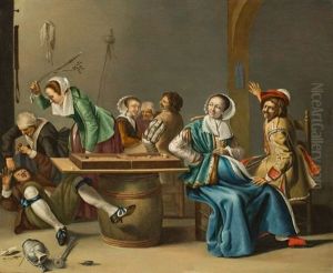 The Determined Landlady During A Game Of 'trick-track
