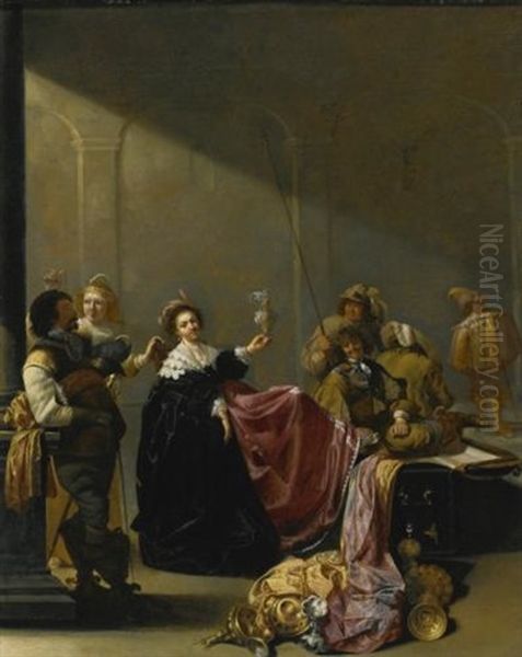 A Guardroom Interior With A Seated Woman Amongst Plunder - view 1