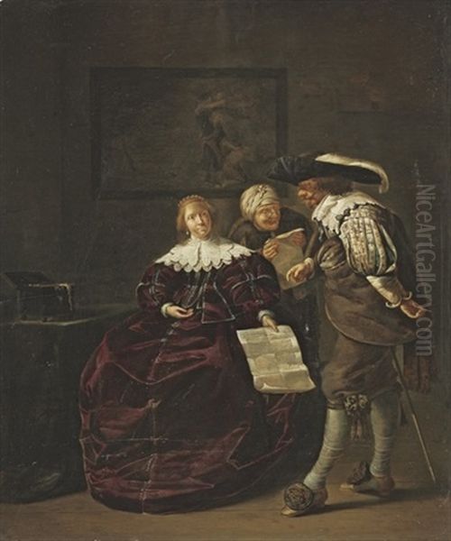 The Contract: A Lady Presenting A Letter To A Gentleman - view 1