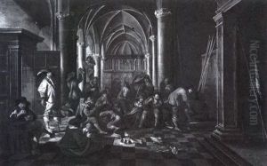 Soliders And Followers Encamped In A Church by Jacob Duck
