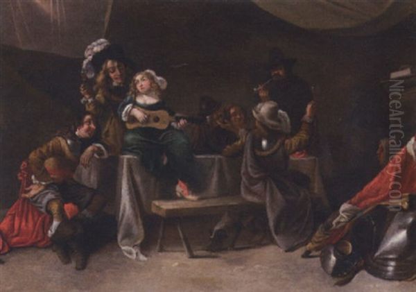 Soldiers Drinking And Making Merry In A Tavern by Jacob Duck