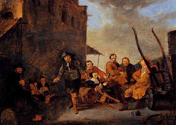 A Village Scene With A Mountebank Presenting His Wares To Onlookers - view 1
