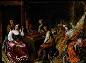 Officers And Campfollowers Playing Tric-trac In A Guardroom, Others Distributing The Loot Nearby Officers And Campfollowers Playing Tric-trac In A Guardroom, Others Distributing The Loot Nearby
