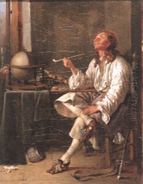 Interior With A Gentleman Smoking A Clay Pipe - view 1